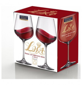 Бокалы для красного вина 600 мл 2 шт  Crystalite Bohemia "Дора /Лора /Без декора" / 159234