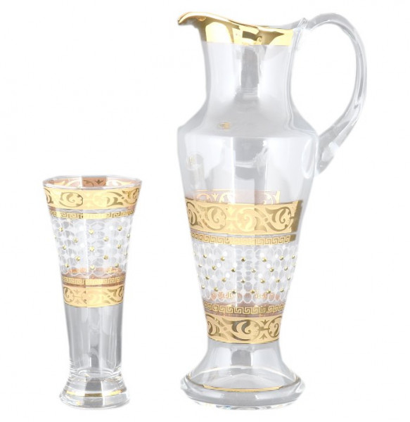 Набор для воды 7 предметов (кувшин + 6 стаканов)  Crystalex CZ s.r.o. &quot;Иксовка /Махарадже желтые камни&quot; / 108084