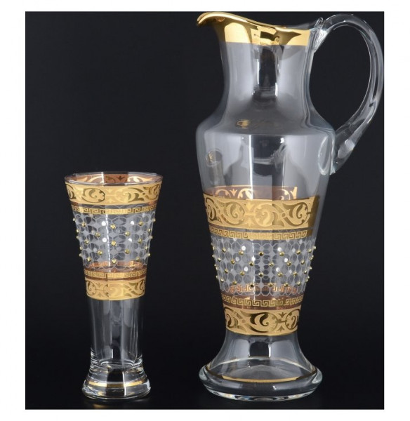 Набор для воды 7 предметов (кувшин + 6 стаканов)  Crystalex CZ s.r.o. &quot;Иксовка /Махарадже желтые камни&quot; / 108084