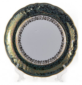 Набор тарелок 24 см 6 шт  МаМ декор "Фредерика /Золотые листики на зелёном" / 001895