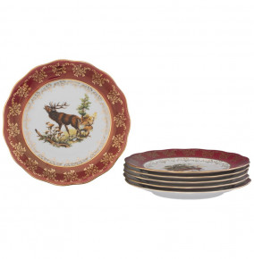 Набор тарелок 24 см 6 шт  Royal Czech Porcelain "Фредерика /Охота красная" / 204869