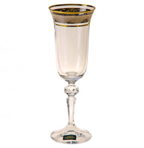 Бокалы для шампанского 150 мл 6 шт  Crystalite Bohemia "Лаура /Цветочный узор на платине" / 005767