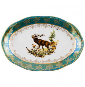 Блюдо 32 см овальное  Royal Czech Porcelain "Аляска /Охота зеленая" / 204841