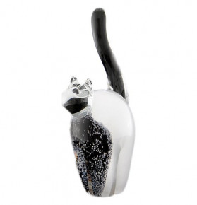 Предмет интерьера 16 х 7 см  Remisglass "Белый кот с чёрной грудкой" / 092995