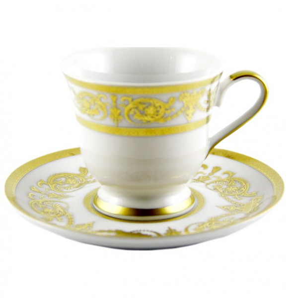 Набор кофейных пар 100 мл 6 шт  Bavarian Porcelain &quot;Александрия /Золотой узор на белом&quot; / 070317