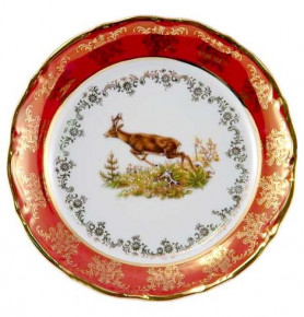 Тарелка 24 см 1 шт глубокая  Royal Czech Porcelain "Мария-Тереза /Охота красная" / 203480