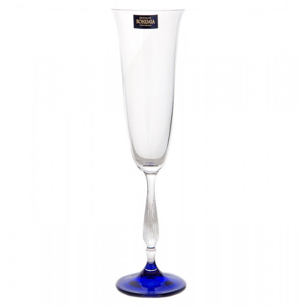 Бокалы для шампанского 190 мл 6 шт  Crystalite Bohemia &quot;Антик /Синяя ножка&quot; / 110677