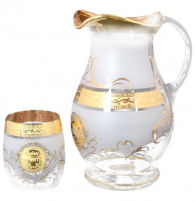 Набор для воды 7 предметов (кувшин 1,25 л + 6 стаканов) бочка  Bohemia "Богемия /Антик золото" Б-Г / 125700