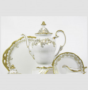 Чайный сервиз на 12 персон 54 предмета  Weimar Porzellan "Кастэл /Золотой цветочный узор" / 070358