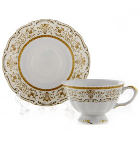 Набор чайных пар 200 мл 6 шт  Bavarian Porcelain "Мария-Тереза / Белая /Элегантность" / 104868