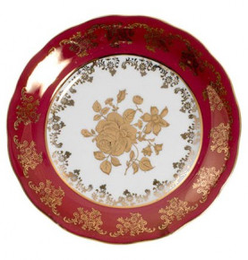 Набор тарелок 17 см 6 шт  Royal Czech Porcelain "Фредерика /Золотая роза /Красная" / 203907
