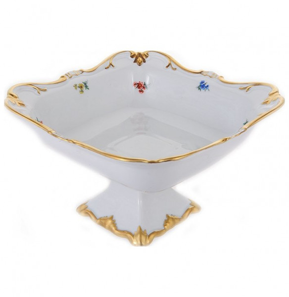 Салатник 22 см квадратный н/н  Bavarian Porcelain &quot;Веймар /Мелкие цветы /Матовое золото&quot; / 133771
