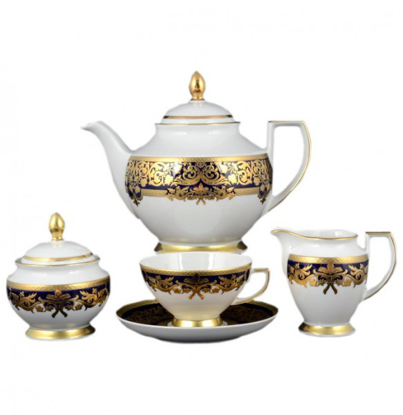 Чайный сервиз на 6 персон 17 предметов  Falkenporzellan &quot;Наталия /Кобальт в золотой роскоши&quot; / 098772
