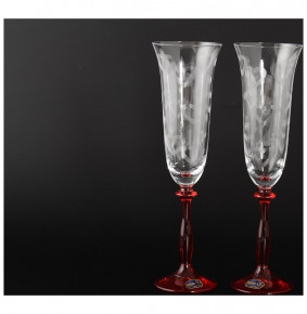 Бокалы для шампанского 180 мл 2 шт  Crystalex CZ s.r.o. "Анжела /Свадебные /красные ножки" / 113549