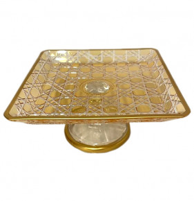 Блюдо квадратное н/н малое янтарное  Yagmur Hediyelik "Dior /Отводка золото" / 270612