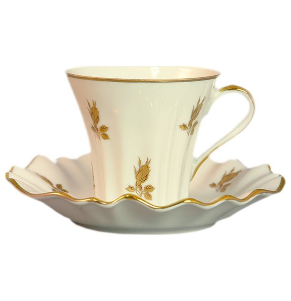 Набор чайных пар 6 шт  Royal Czech Porcelain &quot;Каролина /Золотая роза /Белая&quot; / 204707