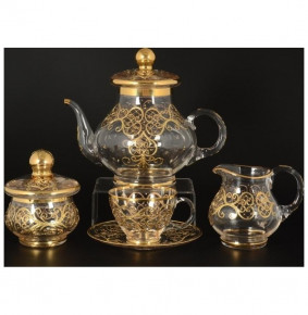 Чайный сервиз на 6 персон 15 предметов  Bohemia "Relif /золото" И-В / 105683