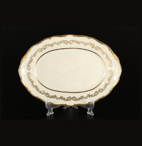 Блюдо 36 см овальное  Bohemia Porcelan Moritz Zdekauer 1810 s.r.o. "Анжелика /Золотые вензеля /СК" / 080369