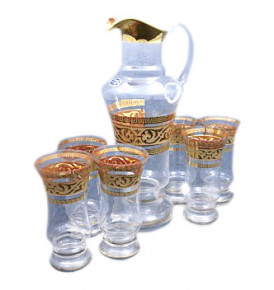 Набор для воды 7 предметов (кувшин + 6 стаканов)  Egermann "Махараджа золото" / 018695