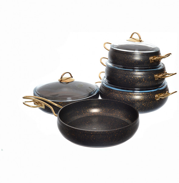 Набор посуды 9 предметов антипригарное покрытие чёрный &quot;Leydi /Repast&quot; / 236550