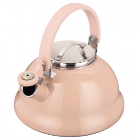 Чайник 2,5 л эмалированный со свистоком металлик  Agness "Deluxe /Розовый" / 276024