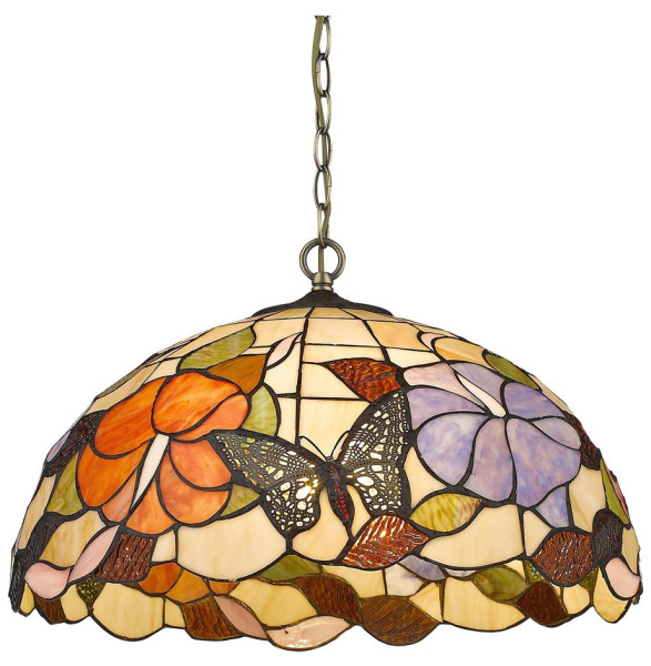 Светильник потолочный 3 рожковый  Velante &quot;Tiffany&quot; Цветы и бабочки / 304764