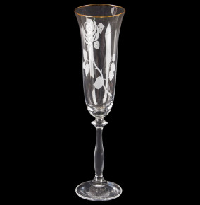 Бокалы для шампанского 190 мл 6 шт  Crystalex CZ s.r.o. "Анжела /Матовая роза /Золотой кант" / 109550