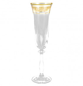 Бокалы для шампанского 190 мл 6 шт  Crystalex CZ s.r.o. "Анжела /Золотой цветочный кант" / 099092