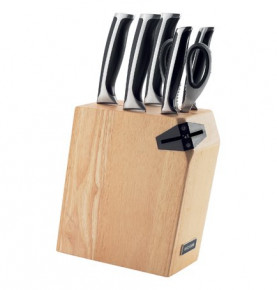 Набор кухонных ножей 7 предметов на подставке с ножеточкой  NADOBA "URSA" / 164510
