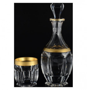 Набор для виски 7 предметов (графин 800 мл + 6 стаканов по 250 мл)  Crystalite Bohemia "Сафари /Матовое золото /430469" / 036986