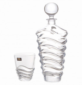 Набор для виски 7 предметов (графин + 6 стаканов)  Crystalite Bohemia "Вэйв /Без декора" / 105108