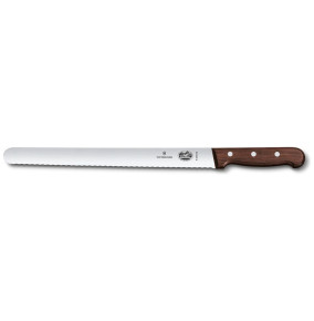 Нож для нарезки 30 см волнистое лезвие закругленное острие  Victorinox "Rosewood" ручка розовое дерево / 316349