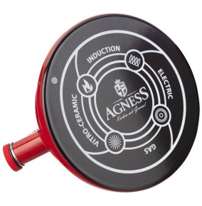 Чайник 2,5 л эмалированный со свистоком металлик  Agness "Deluxe /Красный" / 276008