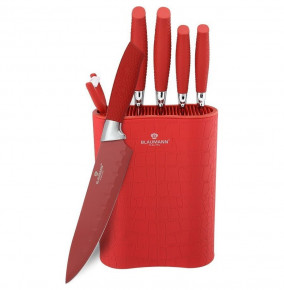 Набор ножей для кухни 7 предметов с подставкой  Berlinger Haus "Crocodile Line" красный / 135778
