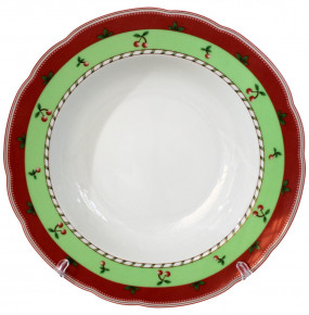 Набор тарелок 23 см 6 шт глубокие  Thun "Роза /Вишни /Зеленый кант" / 245449