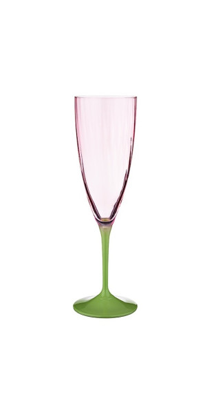 Бокал для шампанского 220 мл 1 шт розовый  Crystalex CZ s.r.o. &quot;Кейт /Оптика /D5097&quot; зелёная ножка / 226390