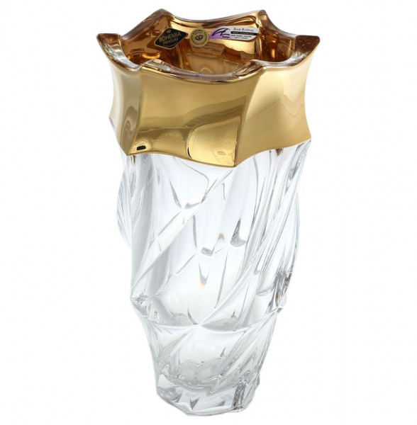 Ваза для цветов 30 см  Aurum Crystal &quot;Фламенко /Матовая полоса /золото&quot; / 139336