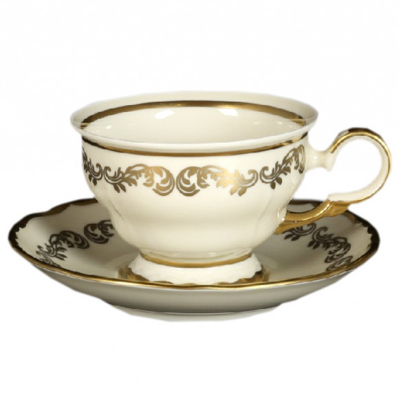 Набор чайных пар 220 мл 6 шт  Bohemia Porcelan Moritz Zdekauer 1810 s.r.o. &quot;Анжелика /Золотые вензеля /СК&quot; / 066446