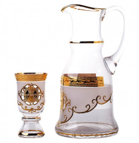 Набор для воды 7 предметов (кувшин + 6 стаканов)  UNION GLASS "Королевский /Богемия /Антик золото" / 065263