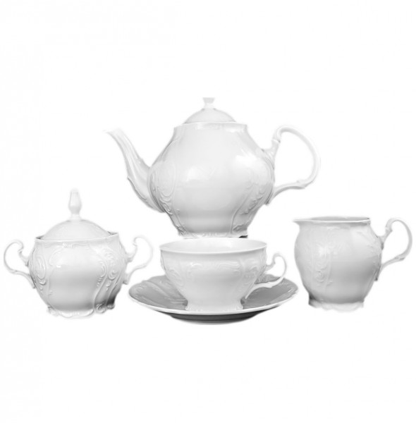 Чайный сервиз на 6 персон 15 предметов  Thun &quot;Бернадотт /Без декора&quot; (чашка с увеличенной ручкой) / 005938