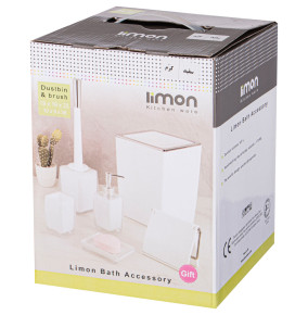 Набор для ванной комнаты 6 предметов (ведро 4,5 л) мраморный квадратный серый  LIMON "Limon" / 322844