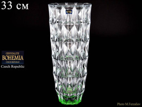 Ваза для цветов 33 см  Crystalite Bohemia "Диаманд /Зелёное дно" / 075751