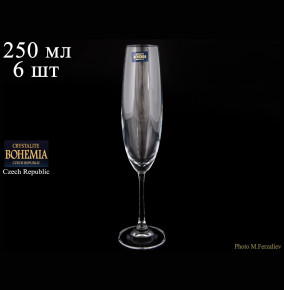 Бокалы для шампанского 250 мл 6 шт  Crystalite Bohemia "Барбара /Без декора" / 040136