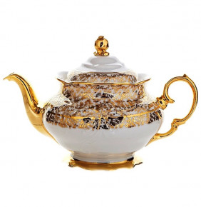 Заварочный чайник 1,2 л  МаМ декор "Фредерика /Золотые листики на белом" / 110165