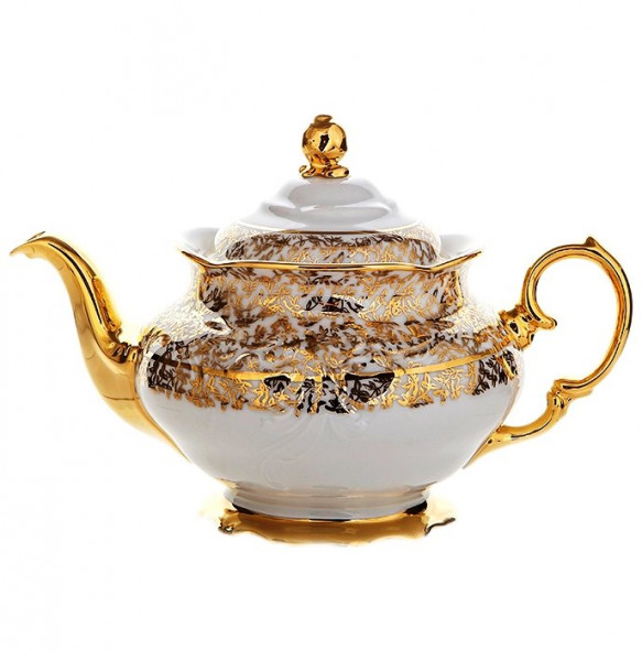 Заварочный чайник 1,2 л  МаМ декор &quot;Фредерика /Золотые листики на белом&quot; / 110165