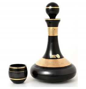 Набор для вина 7 предметов (графин 1,25 л + 6 стаканов по 150 мл) чёрный  Egermann "Версаче золото" / 139084