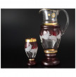 Набор для воды 7 предметов (кувшин + 6 стаканов)  Bohemia &quot;Матовые листики /Золото на красном&quot; E-V / 038818