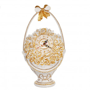 Часы каминные 50 см белые "Royal Classics /Корзина с розами / Стразы" / 151343
