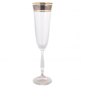 Бокалы для шампанского 190 мл 6 шт  Crystalite Bohemia "Антик /Цветочный узор на платине" / 132474