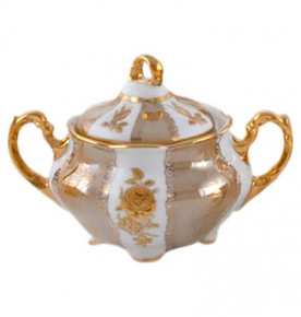 Сахарница 300 мл  Royal Czech Porcelain "Болеро /Золотая роза /Бежевая" / 204679